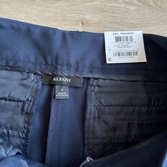 ALFANI Tummy Control Dress Pants Size 6 Trousers Navy Blue Career Work NWT - Picture 3 of 6